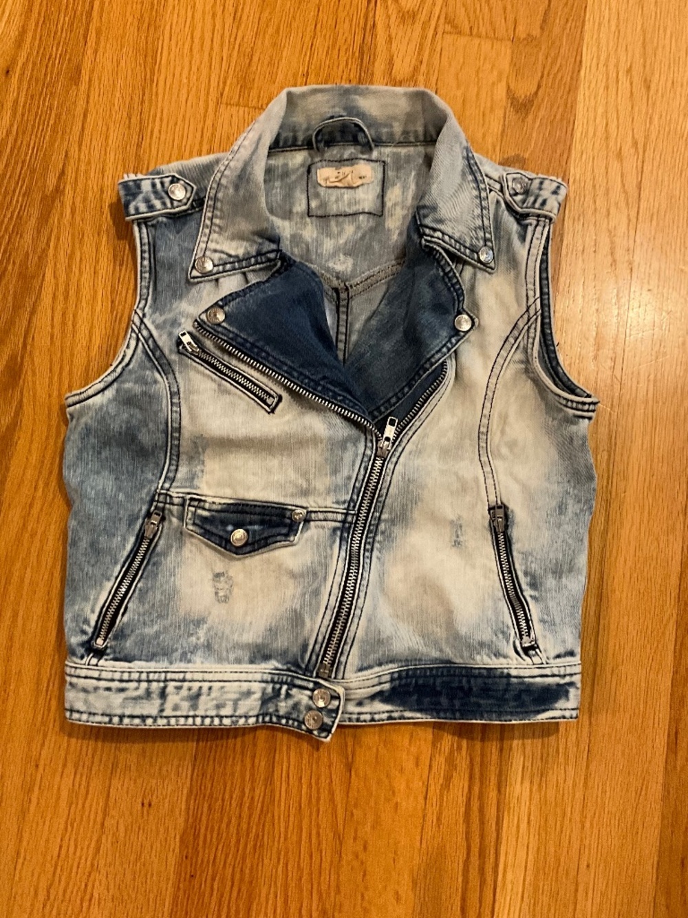 Sleeveless Distressed Denim Women’s Vest